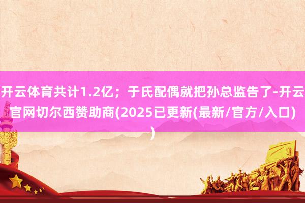 开云体育共计1.2亿；于氏配偶就把孙总监告了-开云官网切尔西赞助商(2025已更新(最新/官方/入口)