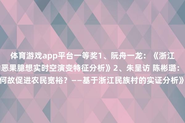 体育游戏app平台一等奖1、阮舟一龙:《浙江省县域营商环境优化的恶果臆想实时空演变特征分析》2、朱呈访 陈彬璐:《新式农村集体经济何故促进农民宽裕?——基于浙江民族村的实证分析》二等奖1、张 燕:《复杂合适系统视角下社区解决共同体的影响要素与生成旅途征询——基于38个浙江案例的定性比拟分析》2、姚淑君:《浙江当代化产业体系缔造水平臆想与时空演进》三等奖1、任冬梅:《情绪能量:铸牢华东说念主华裔更生