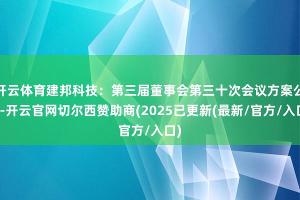 开云体育建邦科技：第三届董事会第三十次会议方案公告-开云官网切尔西赞助商(2025已更新(最新/官方/入口)